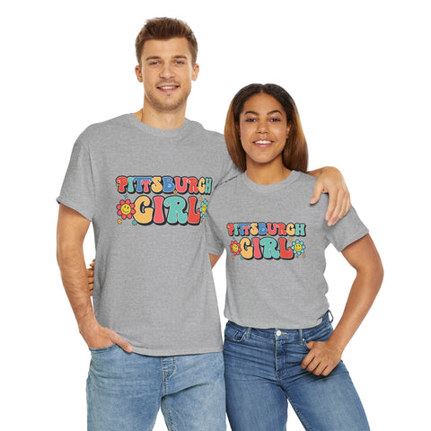 Retro Cotton Tee – Pittsburgh Girl Shirt | Classic Fit Unisex Heavy Cotton Shirt T-Shirt - YinzerShop