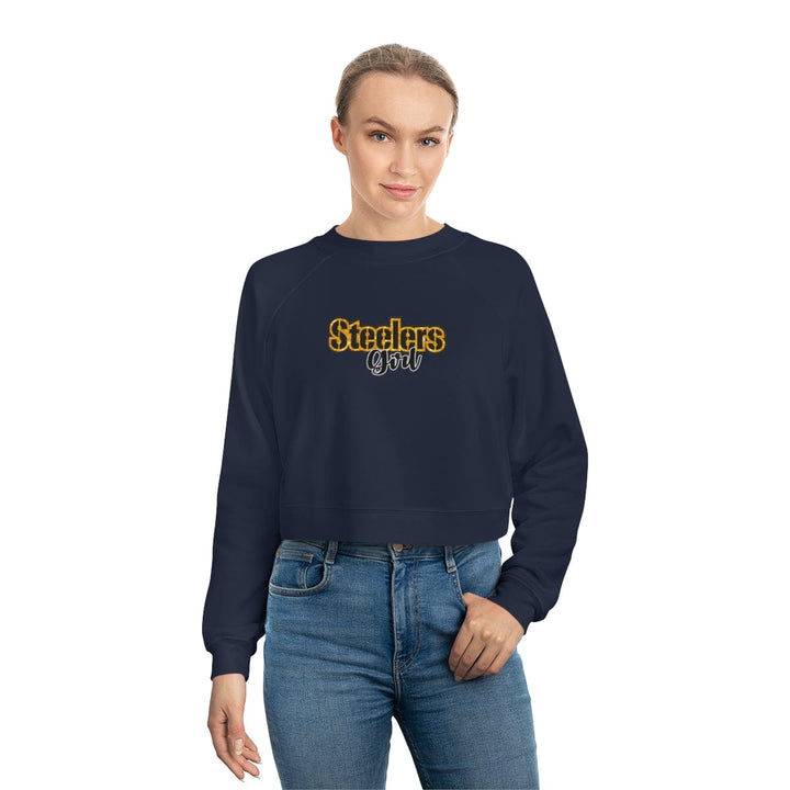 Retro Design Steelers Girl Women's Cropped Fleece Pullover Sweatshirt Printify   