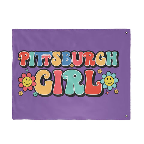 Retro Pittsburgh Girl - Double Sided Flag Home Decor - YinzerShop