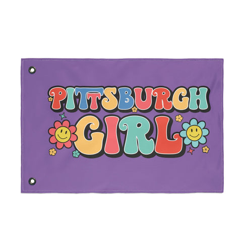 Retro Pittsburgh Girl - Double Sided Flag Home Decor - YinzerShop