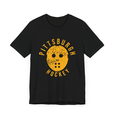 Retro Pittsburgh Hockey Mask Shirt - Short Sleeve Tee T-Shirt - YinzerShop