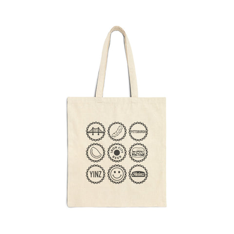Retro Pittsburgh Icons Canvas Tote — Yinz Bottlecap Design Bag - YinzerShop