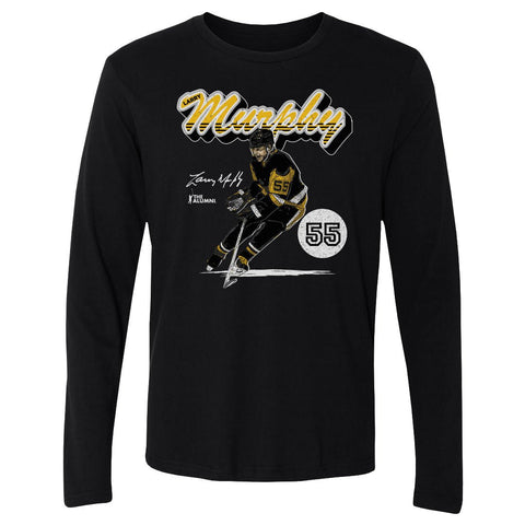 Retro Script T-Shirt – Larry Murphy Pittsburgh Long Sleeve Cotton Crewneck Tee Men's Long Sleeve T-Shirt - YinzerShop