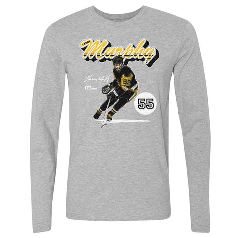 Retro Script T-Shirt – Larry Murphy Pittsburgh Long Sleeve Cotton Crewneck Tee Men's Long Sleeve T-Shirt - YinzerShop
