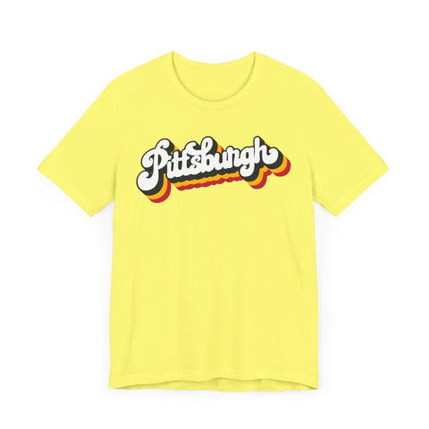 Retro Vintage 80's Pittsburgh T-Shirt - Unisex bella+canvas 3001 Jersey Short Sleeve Tee T-Shirt - YinzerShop