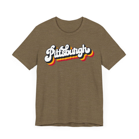 Retro Vintage 80's Pittsburgh T-Shirt - Unisex bella+canvas 3001 Jersey Short Sleeve Tee T-Shirt - YinzerShop
