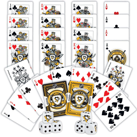 Pittsburgh Penguins Playing Cards - Official NHL Game Night Set | Casino Style Cards & Dice Set 2 Pack