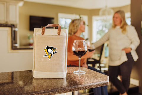 Pittsburgh Penguins - Pinot Jute 2 Bottle Insulated Wine Bag Cooler Picnic Time Family of Brands   