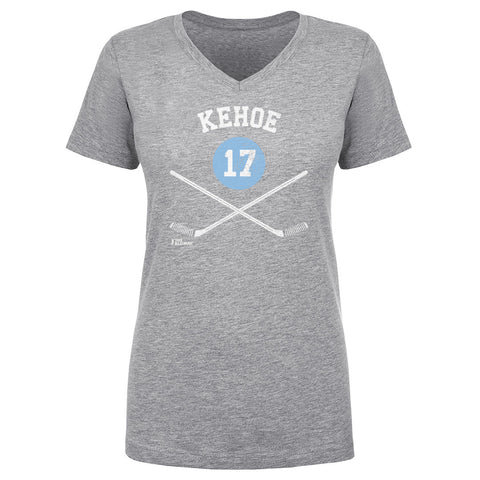 Rick Kehoe T-Shirt | Pittsburgh Hockey Shirt - Cotton V-Neck Tee With Hockey Sticks Graphic Women's V-Neck T-Shirt - YinzerShop