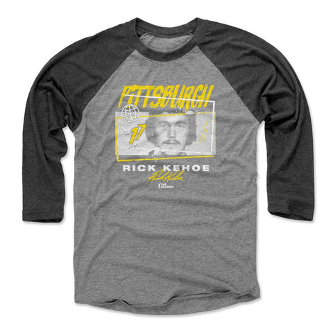 Rick Kehoe T-Shirt - Pittsburgh Tones 3/4 Sleeve Raglan Casual Graphic Tee Men's Baseball T-Shirt - YinzerShop