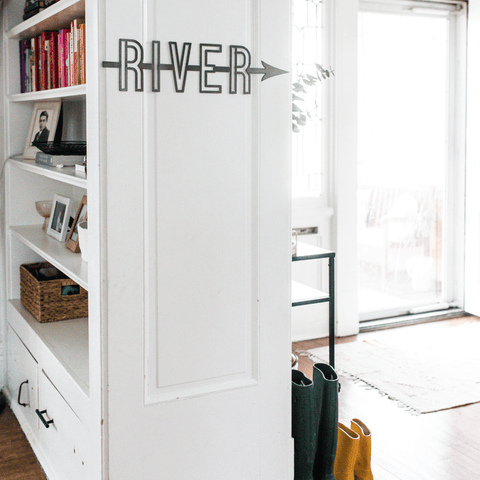 River Script Wall Decor – Handcrafted Metal Wall Art | Steel Hanging Sign 24x9 Wall Decor - YinzerShop