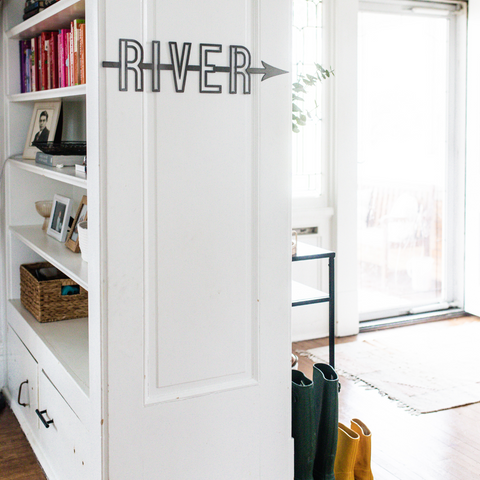 River Script Wall Decor – Handcrafted Metal Wall Art | Steel Hanging Sign 24x9