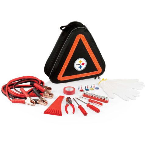 Roadside Emergency Kit - Pittsburgh Steelers Compact Car Kit with Reflective Hazard Sign Licensed - YinzerShop