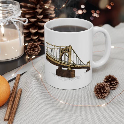 Roberto Clemente Bridge Mug – Pittsburgh Coffee Cup With Handle, 11 oz Ceramic Mug - YinzerShop