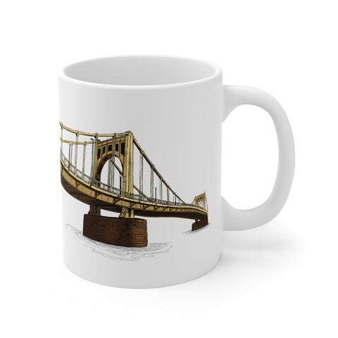 Roberto Clemente Bridge Mug – Pittsburgh Coffee Cup With Handle, 11 oz Ceramic Mug - YinzerShop