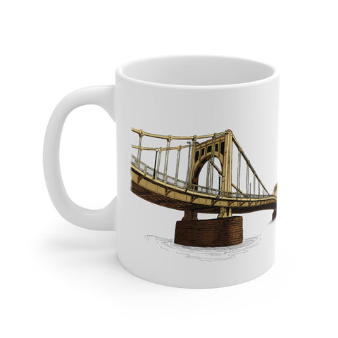 Roberto Clemente Bridge Mug – Pittsburgh Coffee Cup With Handle, 11 oz Ceramic Mug - YinzerShop