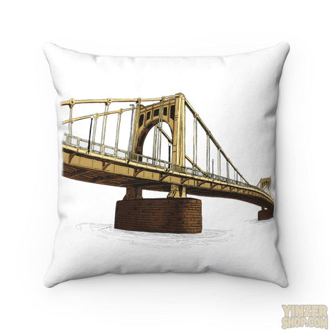 Roberto Clemente Bridge, Pittsburgh | Spun Polyester Square Pillow Home Decor Printify 14" x 14"  