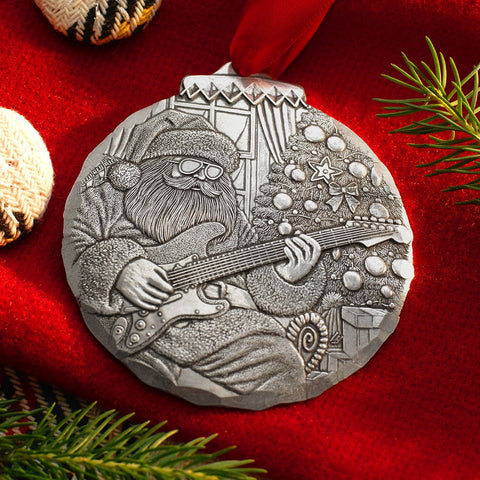 Rock N Roll Ornament – Rock-N-Roll Santa Aluminum Holiday Ornament for Music Lovers - YinzerShop
