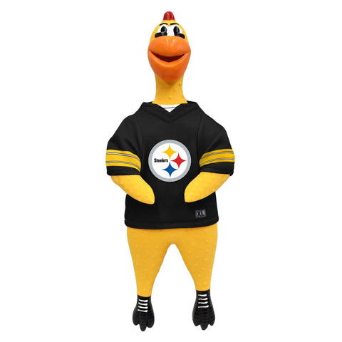 Rubber Chicken Dog Toy - Pittsburgh Steelers Durable Chew Toy with Removable Jersey Pet Toy - YinzerShop