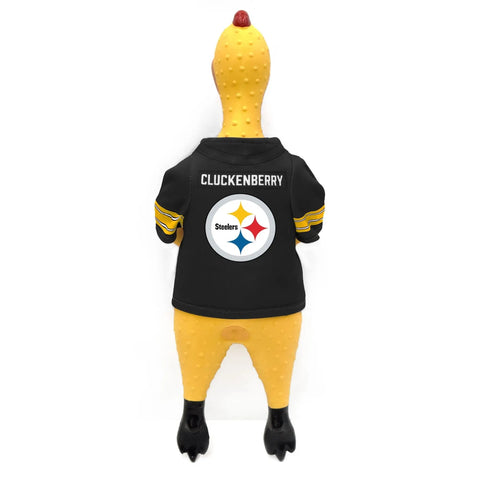 Rubber Chicken Dog Toy - Pittsburgh Steelers Durable Chew Toy with Removable Jersey Pet Toy - YinzerShop