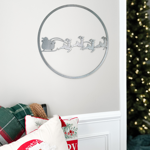 Santa's Sleigh Magnetic Circle Sign