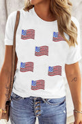 Sequin Flag T Shirt | Stylish American Flag Shirt Casual Polyester Cotton Tee - YinzerShop