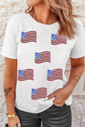 Sequin Flag T Shirt | Stylish American Flag Shirt Casual Polyester Cotton Tee - YinzerShop