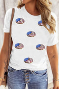 Sequined Flag T Shirt - Simply Love Short Sleeve Round Neck Polyester Cotton Blend Tee - YinzerShop