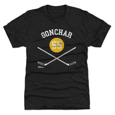 Sergei Gonchar T-Shirt | Pittsburgh Hockey Shirt With Hockey Sticks Tee Slim Fit Men's Premium T-Shirt - YinzerShop