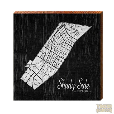 Pittsburgh, Shadyside M-PASHA1-SBK-18x18 | Wall Art Print on Real Wood Wholesale ONLY Mill Wood Art