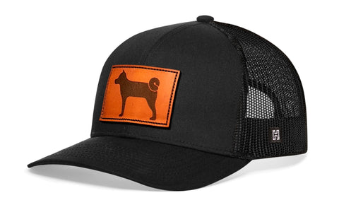Shiba Inu Trucker Hat Leather | Black Dog Snapback Trucker - YinzerShop