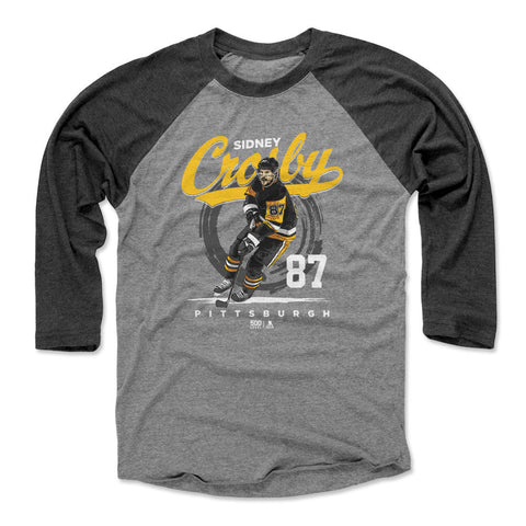Sidney Crosby T-Shirt – Lightweight 3/4 Sleeve Raglan Tee | Pittsburgh Hockey Shirt Men's Baseball T-Shirt - YinzerShop