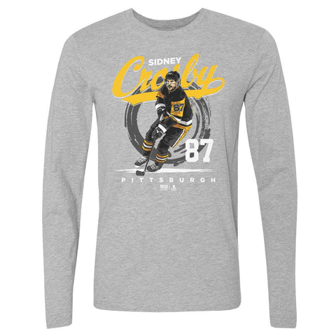 Sidney Crosby T-Shirt – Lightweight Pittsburgh Hockey Shirt | Cotton Crewneck Tee Men's Long Sleeve T-Shirt - YinzerShop
