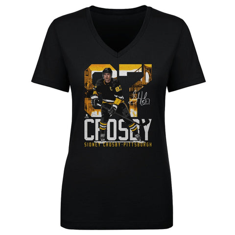 Sidney Crosby T-Shirt - Pittsburgh Hockey Fan Cotton V-Neck Tee | 500 LEVEL Women's V-Neck T-Shirt - YinzerShop