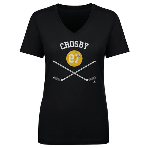 Sidney Crosby T-Shirt – Pittsburgh Hockey Shirt | Cotton V-Neck Short Sleeve Tee Women's V-Neck T-Shirt - YinzerShop