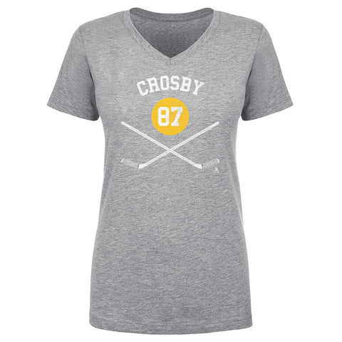 Sidney Crosby T-Shirt – Pittsburgh Hockey Shirt | Cotton V-Neck Short Sleeve Tee Women's V-Neck T-Shirt - YinzerShop