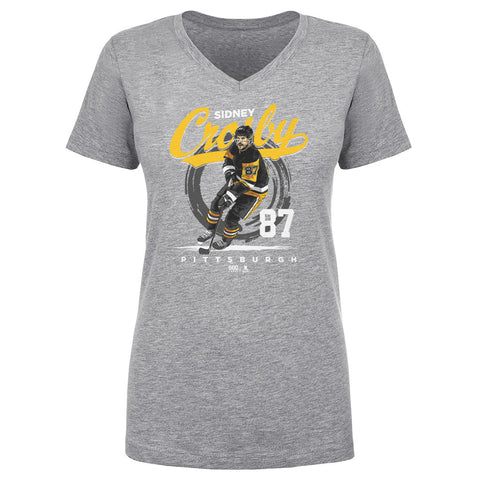 Sidney Crosby T-Shirt - Pittsburgh Hockey Shirt | Lightweight Cotton V-Neck Tee Women's V-Neck T-Shirt - YinzerShop