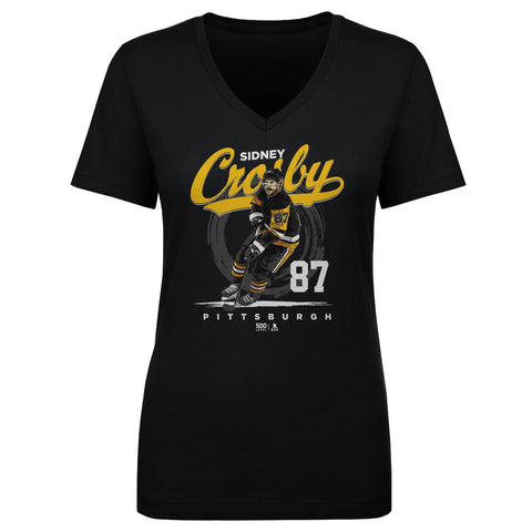 Sidney Crosby T-Shirt - Pittsburgh Hockey Shirt | Lightweight Cotton V-Neck Tee Women's V-Neck T-Shirt - YinzerShop
