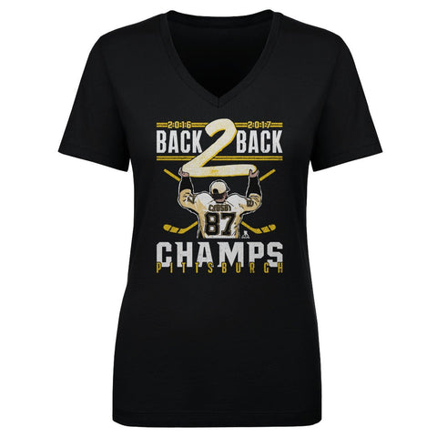 Sidney Crosby T-Shirt – White Cotton V-Neck Hockey Fan Tee, Regular Fit Women's V-Neck T-Shirt - YinzerShop
