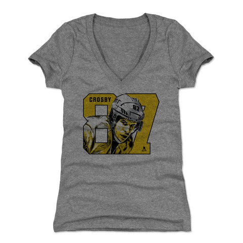 Sidney Crosby Women's V-Neck T-Shirt - Slim Fit Tri Blend Athletic Wear Women's V-Neck T-Shirt - YinzerShop