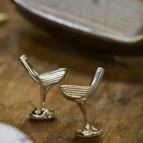 Silver Golf Cufflinks – Handcrafted Sterling Silver Golf Club Cufflinks for Men Cufflinks - YinzerShop