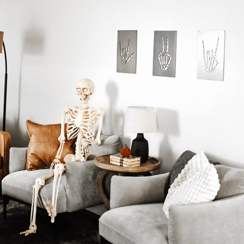 Skeleton Hand Wall Decor - Steel Wall Sign With Spooky Peace Sign Design Wall Decor - YinzerShop