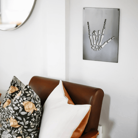 Skeleton Wall Decor - Steel Halloween Wall Sign | Rustic Spooky Hand Ornament Wall Decor - YinzerShop