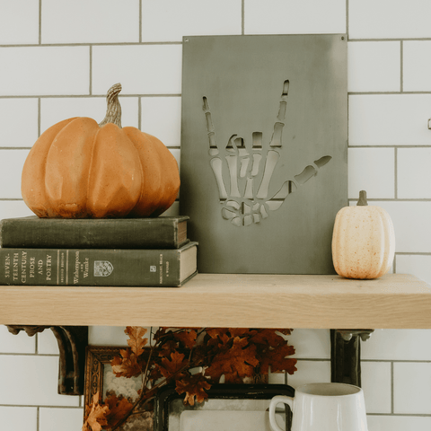 Skeleton Wall Decor - Steel Halloween Wall Sign | Rustic Spooky Hand Ornament Wall Decor - YinzerShop