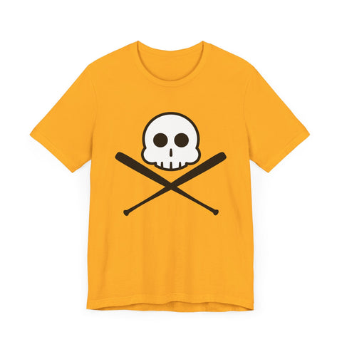 Skull Crossbats Tee - Unisex Short Sleeve Cotton Retail Fit Shirt | Bella Canvas 3001 T-Shirt - YinzerShop