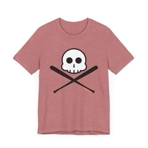 Skull Crossbats Tee - Unisex Short Sleeve Cotton Retail Fit Shirt | Bella Canvas 3001 T-Shirt - YinzerShop