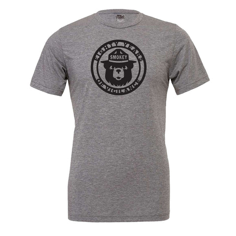 Smokey Bear 75 Years of Vigilance Crewneck Tee T-Shirt WYR Gray XS