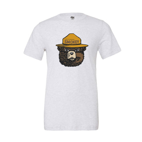 Smokey Bear Crewneck (Unisex) T-Shirt WYR White Fleck w/ Smokey XS 