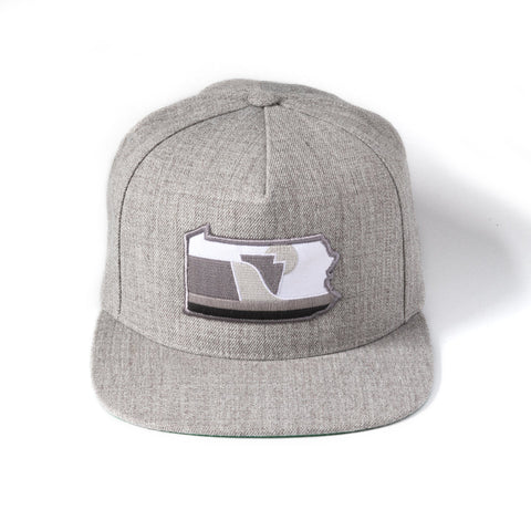 Snapback Flat Bill Hat – The Schuylkill Pennsylvania Grey Wool Hat with Embroidered Patch Snapback Hat - YinzerShop