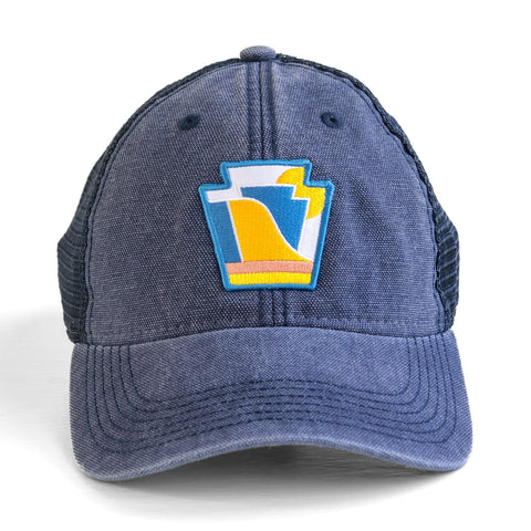 Snapback Trucker Hat - Keystone Patch Low Profile Canvas Mesh Hat for Pennsylvania Pride Snapback Hat - YinzerShop